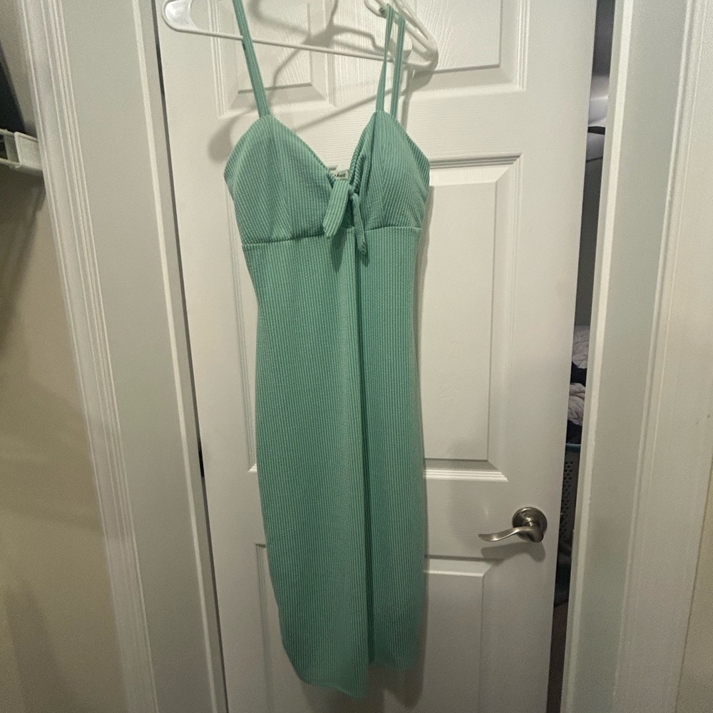 Green Ruched Cut Out Midi Slip Dress